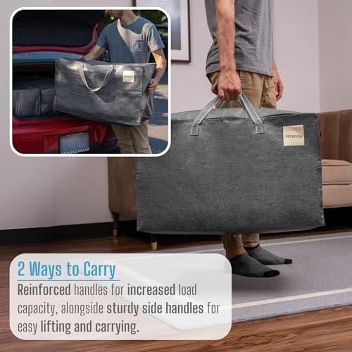 VENO 10 Pack Extra Large Heavy Duty Moving Bags with Wide Opening & Reinforced Handles, Reusable Storage Tote Bags with Strong Zippers for Clothes, College Dorm Essentials & Moving Supplies - Image 3
