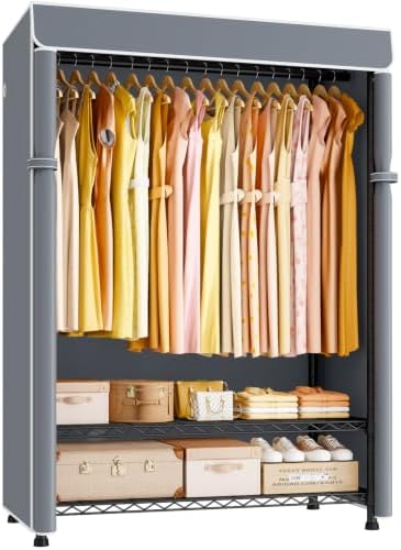 ULIFHOME H5C Max Clothes Rack with Cover, Covered Clothing Rack Heavy Duty by UlifHome
