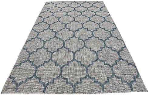 Unique Loom Outdoor Trellis Collection Area Rug (5' 3" x 8' Rectangle, Gray/ Ivory) - Image 6