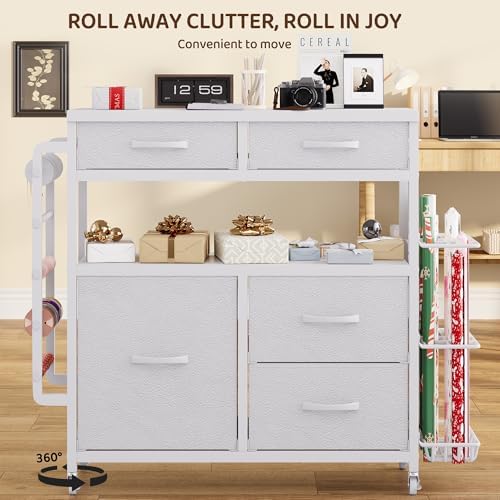 LIVEHOM Wrapping Paper Storage, Rolling Gift Wrap Station - Image 3