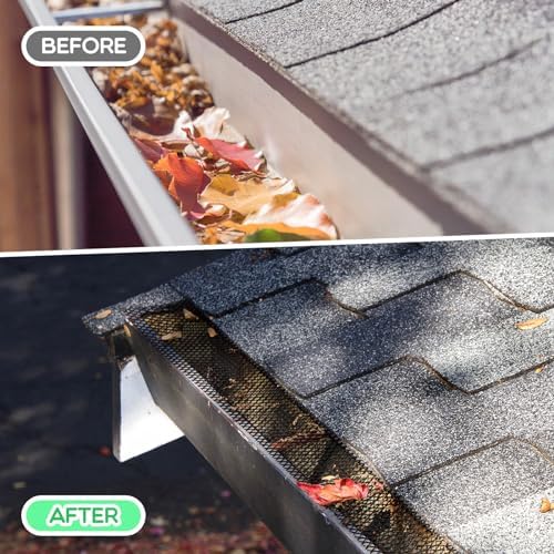 Windyun Gutter Guards Roll Black Plastic Guards Mesh Downspout Pipe Gutter Cover Filter Gutter Protection Netting with Clip Fixed Hooks Preventing from Twigs Debris Leaves Clogged (10 Set,5'' X 20') - Image 2