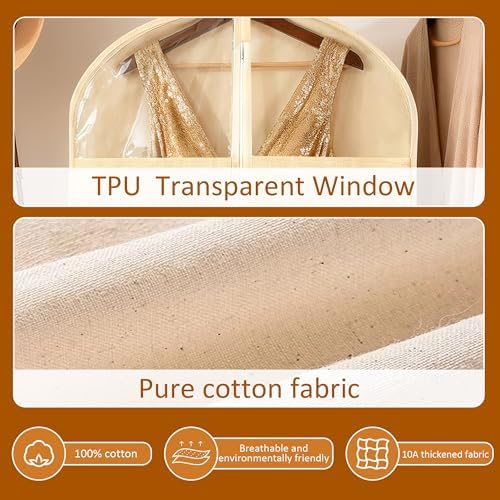 4 Pack 24 x 60 Inches Cotton Garment Bags for Hanging Clothes - Image 6