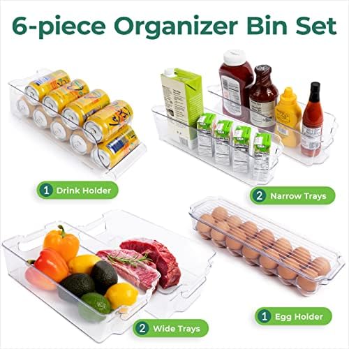 Greenco Refrigerator Organizers and Storage - Clear Fridge Organizer Bins Set, Shatterproof Plastic with Easy-Grip Handles, Stackable Kitchen Organization Solution for Home and RV - Set of 6 - Image 2