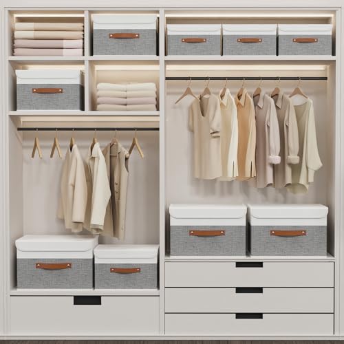 Yawinhe Storage Bins with Lids,White/Grey,17.7x11.8x11.8in,3-Pack - Image 2