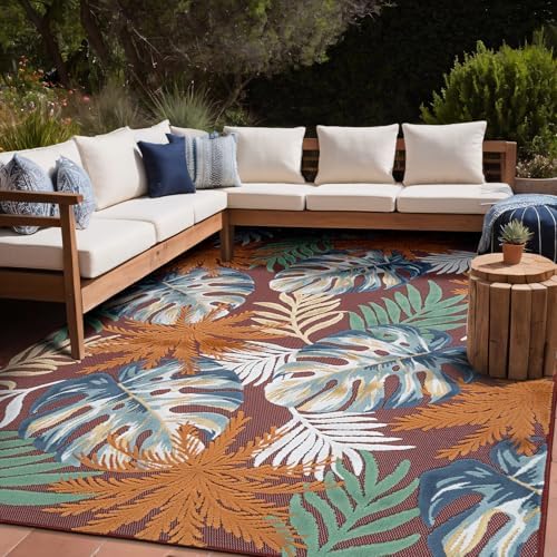 Luul Home Floral Indoor Outdoor Rugs 5x7 Large Area Rug for Living Room, Patio Decor, Kitchen, and Entryway Rug, Washable Stain Resistant Outside Carpet Red 5 x 7 - Image 7