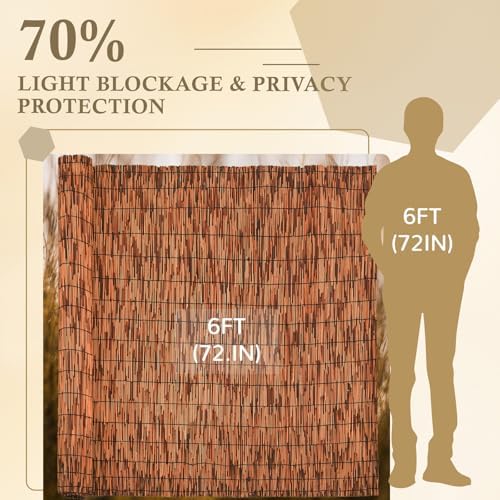 Brown 6FT X16.4FT Reed Fencing Roll Bamboo Privacy Fence Screen - Image 2
