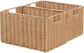 Vagusicc Wicker Storage Basket, Set of 2 Hand-Woven Paper Rope Wicker Basket, Small Storage Baskets for Organizing Toilet Paper Basket, Foldable Large Cube Storage Organizer Bins for Shelves (Natural) by Vagusicc