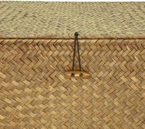 Shelf Storage Baskets with Lid, 2-Pack Wicker Storage Basket, Woven Seagrass Decorative Boxes, Coffee XXLarge+XXL - Image 7