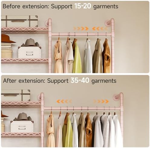 ONBRILL H3 Expandable Wall Mounted Closet System, Heavy Duty Clothing Rack - Image 3