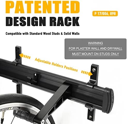 CyclingDeal Bike Wall Mount Rack - Adjustable Indoor Outdoor Storage Vertical Cycling Hook Hanger Organiser - Safe & Secure for Storing MTB Road Bicycles in Garage or Home - Upgraded 3 Bikes - Image 2