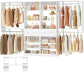 [10 FT Closet System] 120 Inch Reversible Set of 2 Wood Closet Organizer System with 2 Drawers, 4 Hanging Rods Adjustable Shelf, Walk In Closet Organizers with Shoe Rack, Garment Rack, White by Besiost
