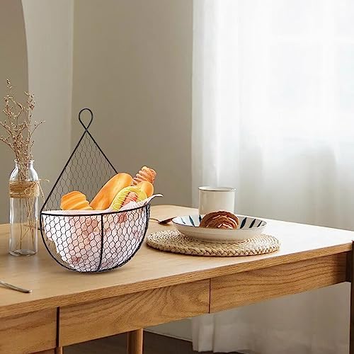 BSTKEY Set of 2 Hanging Black Metal Fruit Vegetable Baskets - Image 6