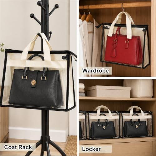 16 Pack Clear Dust Bags for Handbags, 4 Sizes Purse Dust Bags for Storage with Zipper and Handle, Purse Storage Bags for Handbag Storage, Closet Organization - Image 7