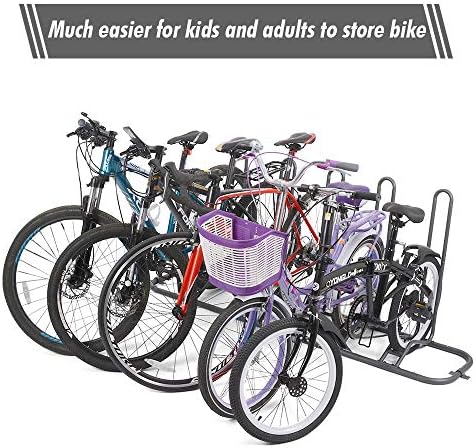 XCSOURCE 5-Bike Floor Parking Rack, Adjustable Dual-Sided Bicycle Storage Stand, Indoor & Outdoor Bike Rack Organizer, Fits Mountain, Road, Kids Bikes with Floor Anchor Brackets (Silver) - Image 7