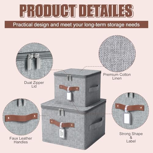 6 Pack Fabric Closet Storage Bins with Lids, 10×8×7 in, Gray - Image 3