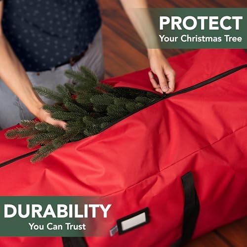 Holiday Cheer Heavy Duty Artificial Christmas Tree Storage Bag Fits Up to 9ft Tall, Waterproof with Durable Handles & Zipper Xmas Tree Storage Bag (RED) (Pack of 2) - Image 2