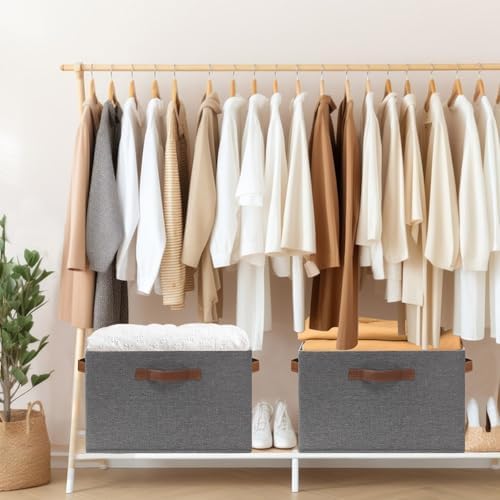 GhvyenntteS Large Fabric Storage Bins 6 Pack, 15x11x9.6 Inch Storage Baskets for Shelves, Foldable Closet Storage Bins for Shelves, Closet Organizers and Storage Boxes, Gray - Image 6