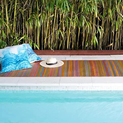 Fab Habitat Outdoor Rug - Waterproof, Fade Resistant, Crease-Free - Premium Recycled Plastic - Striped - Porch, Deck, Balcony, Hallway, Poolside - Cancun - Multicolor - 2.5 x 8 ft Runner by FabHabitat