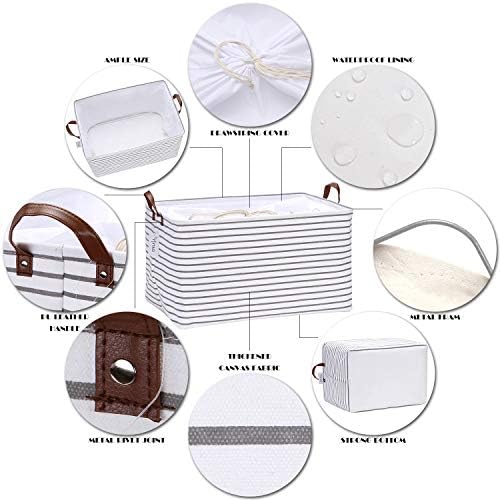 Hinwo 70L Extra Large Canvas Storage Bin with Lid and Handles, 6-Pack - Image 4