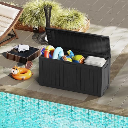 Mars Villa Deck Box, Outdoor Storage Box Waterproof, 72 Gallon, Black - Image 3