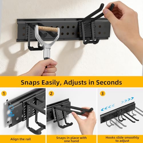 GRENPRO 66 Inch Garage Tool Organizer with 10 Assorted Hooks, Holds 720 LBS - Image 6