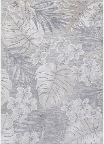 Luul Home Floral Indoor Outdoor Rugs 5x7 Large Area Rug for Living Room, Patio Decor, Kitchen, and Entryway Rug, Washable Stain Resistant Outside Carpet Beige 5 x 7 - Image 2