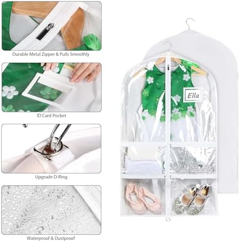 Syeeiex 40 Inch Clear Dance Costume Garment Bag, White, 5 Pack - Image 5