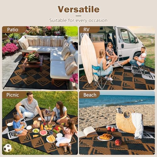 Lahome Outdoor Plastic Straw Rug, Waterproof Outdoor Rug 6x9 Camping Rug - Image 4