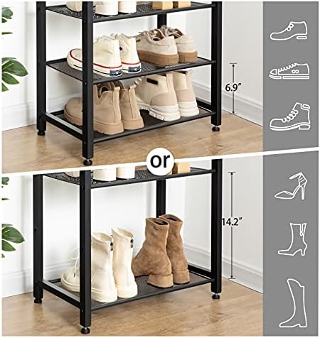 HOOBRO 8 Tier Shoe Rack, Large Capacity Shoe Storage for 14-16 Pairs, Sturdy Metal Shoe Shelf for Closet Entryway, Space Saving Shoe Organizer for Sneakers Heels, Rustic Brown BF48XJ01 - Image 4