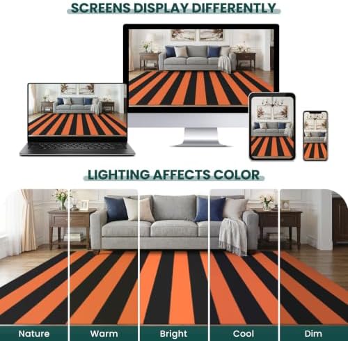 KOZYFLY Striped Rug 4x6 ft Orange and Black Halloween Fall Front Door Rugs - Image 6