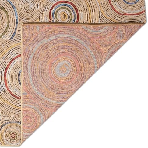 Liora Manne Marina Indoor/Outdoor Power Loomed Synthetic Blend Low Profile Area Rug - Contemporary Geometric Casual Colorful (Basket Circles Multi) (3'3" x 4'11") - Image 5