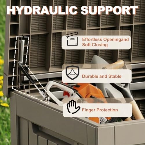 EFU Outdoor Storage Box 330 Gallon Deck Box, Waterproof Resin, Grey - Image 5