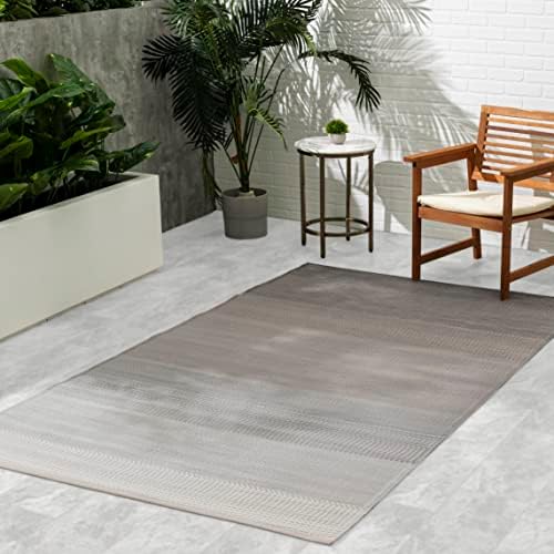 Fab Habitat Neutral Ombre Outdoor Rug - Waterproof, Fade Resistant, Crease-Free, Reversible - Premium Recycled Plastic - Patio Porch Balcony Deck - Big Sur Ash - 8x10 ft by FabHabitat