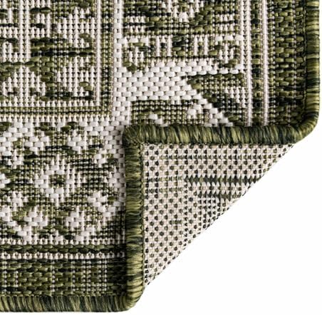 Rugs.com - Outdoor Aztec Rug – 3' 1 x 5' 3 Green Indoor/Outdoor Rug – Weather Resistant Flatweave for Patios, Decks, and Porches - Image 5