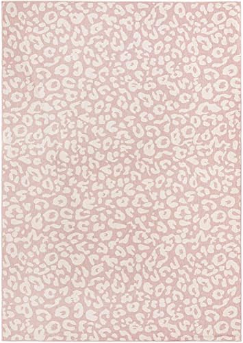 Unique Loom Outdoor Safari Collection Area Rug - Leopard (10' x 14' 1" Rectangle, Pink Ivory/Ivory) - Image 3