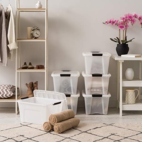IRIS USA 6-Pack 32 Quart Storage Bins with Lids, Pearl - Image 5