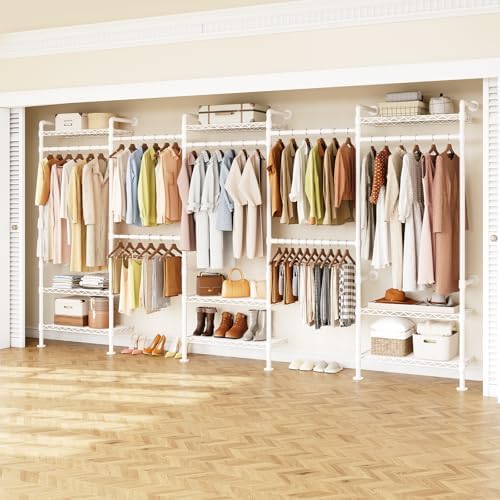 ONBRILL H5 Wall Mounted Closet System, Industrial Pipe Clothes Rack, White by ONBRILL