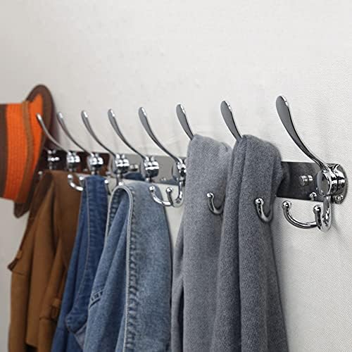 Dseap Coat Rack Wall Mount - 38” Long 10-Tri-Hooks Heavy Duty Coat Hanger Rail Wall Hooks for Hanging Coats Hats Clothing Clothes Purse Mudroom Entryway, Chromed, Pack of 2 - Image 7