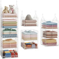 Yuyetuyo ﻿5 Tier Hanging Closet Organizer Separable Hanging Closet Shelves with 4 Hooks 2 Adjustable Dividers, Wire Storage Basket Bins for Clothing Sweaters Socks Dolls Handbags, Foldable by Yuyetuyo