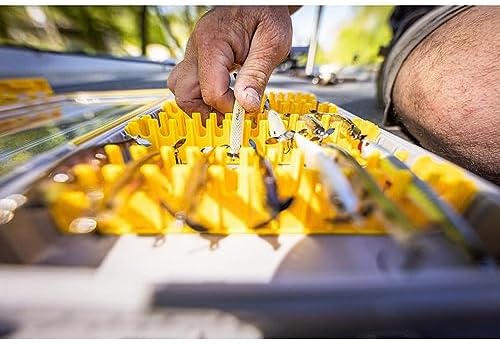 Plano Edge 3700 Vertical Jig & Spybait Box Tackle Storage, Gray and Yellow, Holds Up to 52 Vertical Baits, Rust-Resistant and Waterproof Bait Organizer Box - Image 6