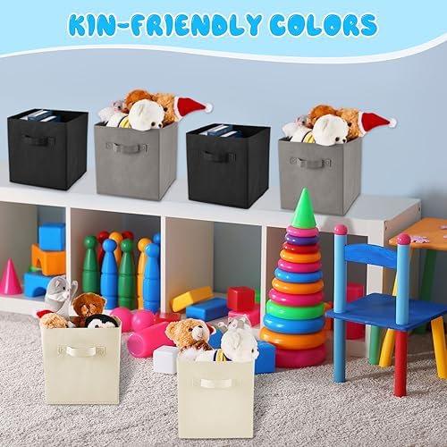 Yinder 12 Pcs Cube Storage Bin, Gray 10.5''x10.5''x11'' Storage Bins - Image 4