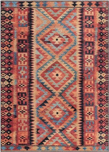 Unique Loom Outdoor Tribal Collection Area Rug - Tortuguero (7' 1" x 10' Rectangle Multi/Blue) - Image 3