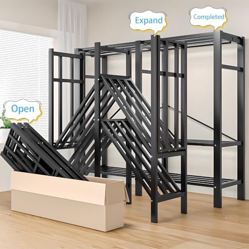 66in Heavy Duty Portable Closet with Black Cover - Image 4