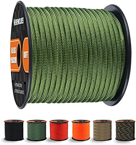 WEREWOLVES 650lb Paracord/Parachute Cord - 9 Strand Paracord Rope - 100', 200' Spools of Parachute Cord, Type III Paracord for Camping, Survival by WEREWOLVES