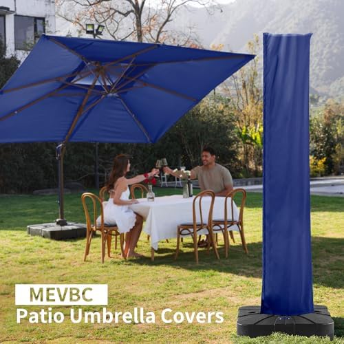 Cantilever Patio Umbrella Cover with Zipper and Pole, Navy - Image 2