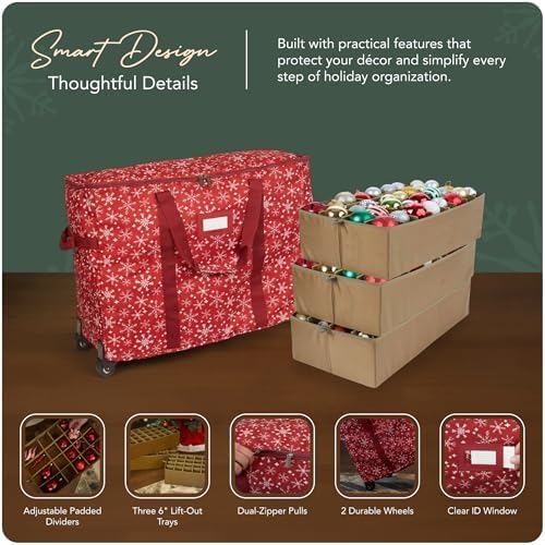 Covermates Rolling Adjustable Ornament Storage Bag, 25.5"W x 13"D x 18.5"H - Image 4
