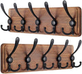 SKOLOO Rustic Wall Mounted Coat Rack: 16" Stud Spacing, Pine Real Wood Plank Wall Coat Rack with 5 Triple Hooks, Farmhouse Coat Hanger Wall Mount for Hanging Backpack Jacket Coat Hat,Pack of 2 by SKOLOO