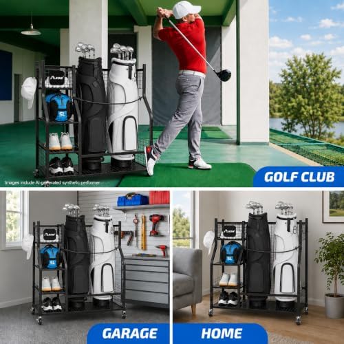 PLKOW Golf Bag Storage for Garage, Golf Equipment Organizer Rack - Image 6