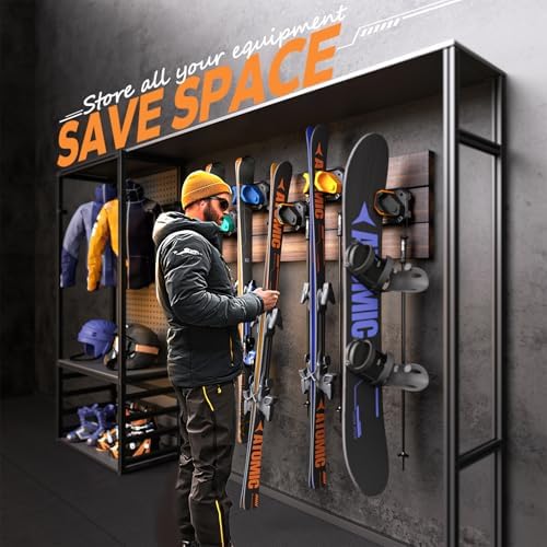 Snowboard Wall Rack for Garage - Fits Any Ski/Board, Damage-Free Storage Mount Holders, Space-Saving Winter Gear Organizer - Image 4