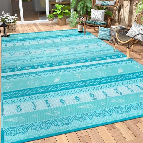 Lahome Outdoor Rugs 8x10 Patio Waterproof, Outdoor Plastic Straw Rug by Lahome